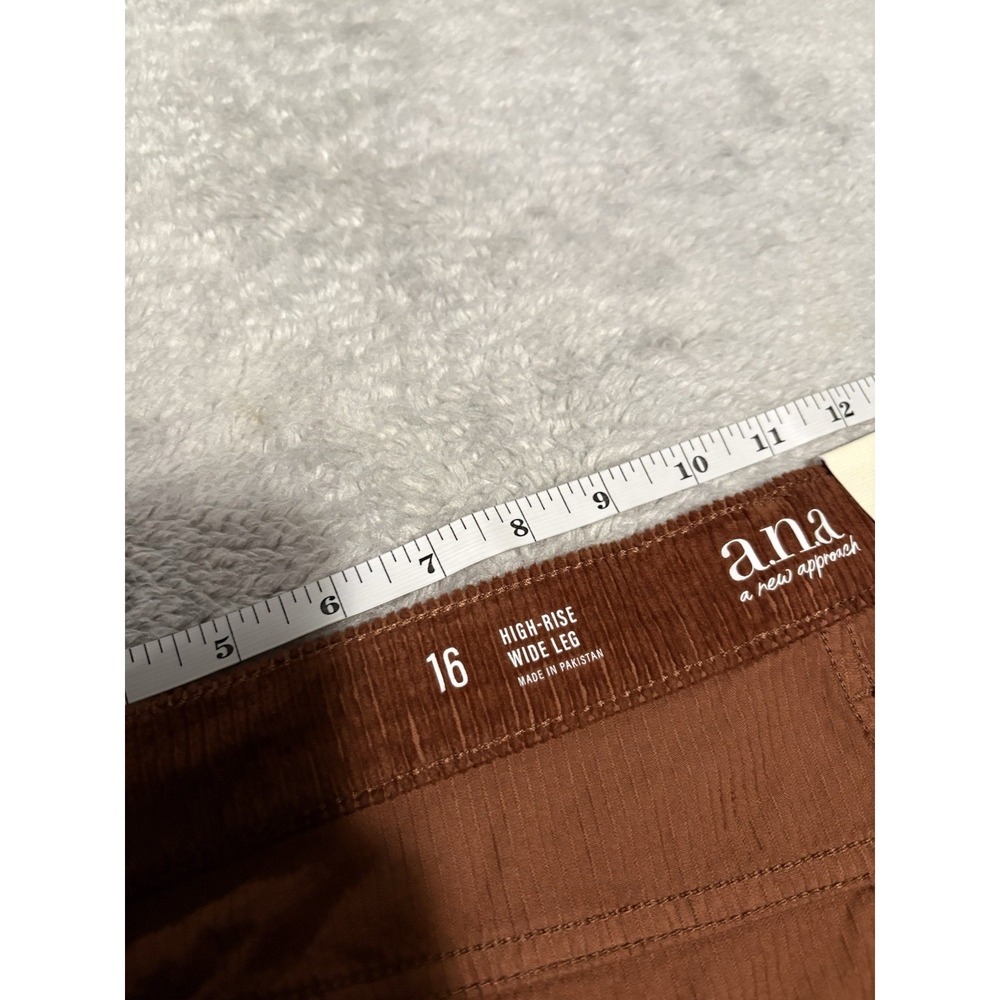 New Ana A New Approach High Rise Wide Leg Brown Corduroy Pants Size 16 Stretch - Picture 7 of 9